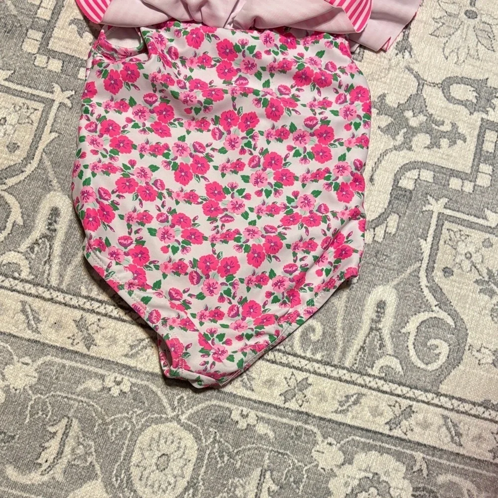 Nicole Miller Pink Striped Swimsuit. Girls size 2t.